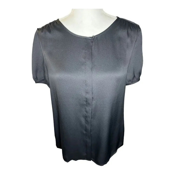 Ann Taylor LOFT Women’s Medium Black Short Sleeved Blouse - Picture 1 of 6